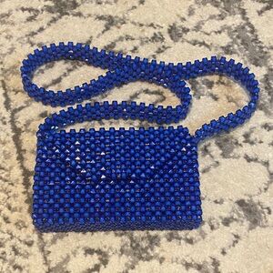 Chic Blue Beaded Mini Bag